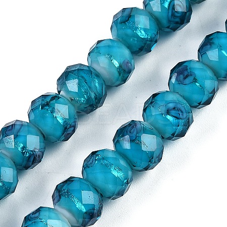 Handmade Gold Sand Lampwork Beads Strands LAMP-R141-10mm-26-1