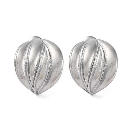 Non-Tarnish 304 Stainless Steel Curved Leaf Stud Earrings for Women EJEW-K244-25P-1-1