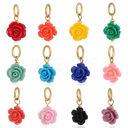 12Pcs 304 Stainless Steel Resin Charms STAS-OY009-84G-1