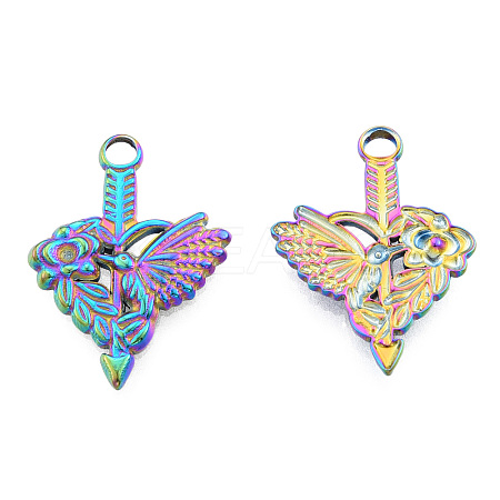 Rack Plating 201 Stainless Steel Pendant Rhinestone Settings STAS-N098-245M-1