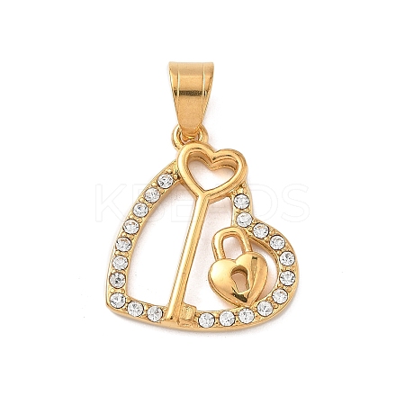 316 Surgical Stainless Steel Rhinestone Pendants STAS-P412-06G-1