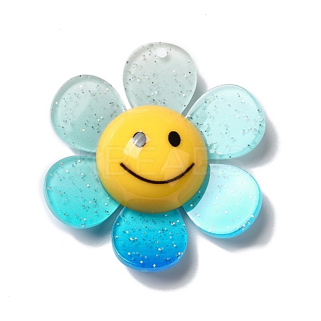Acrylic Big Pendants with Glitter Powder MACR-M023-03E-1