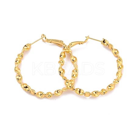 Twist Big Ring Huggie Hoop Earrings for Girl Women KK-C224-03G-1