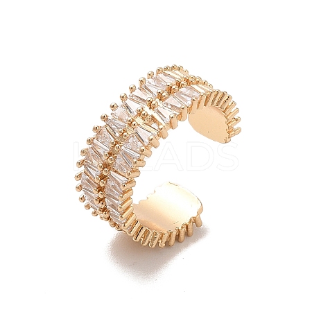 Brass Micro Pave Cubic Zirconia Open Cuff Rings RJEW-R146-13G-1