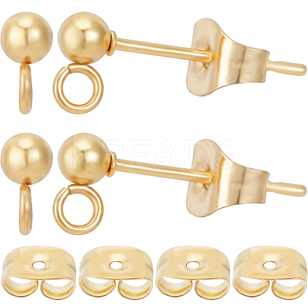 50Pcs 304 Stainless Steel Round Ball Post Stud Earring Findings STAS-BBC0004-78-1