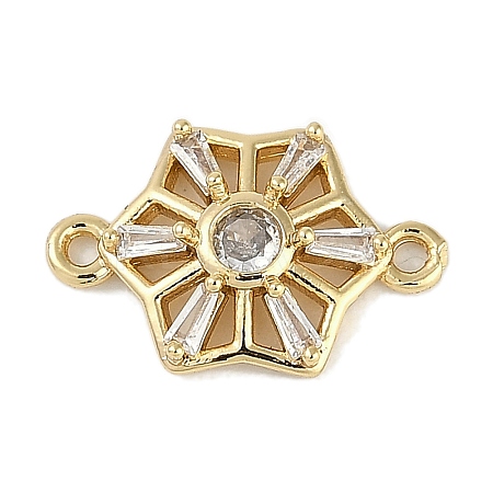 Brass Clear Cubic Zirconia Connector Charms KK-I719-02G-1