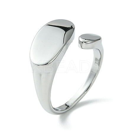 Non-Tarnish 304 Stainless Steel Oval Open Cuff Ring RJEW-Z028-01P-1