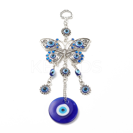Alloy & Glass Turkish Blue Evil Eye Pendant Decoration LS-HJEW-I008-02AS-1