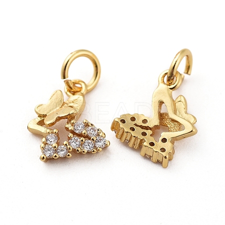 Brass Cubic Zirconia Charms X-RB-I077-08G-RS-1