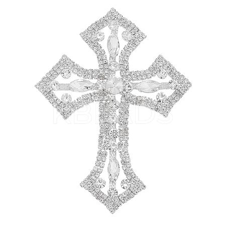 1Pc Cross Alloy Glass Rhinestone Decoration FIND-FG0004-94-1