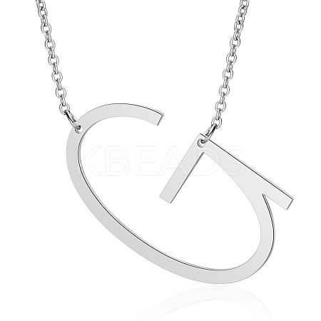 201 Stainless Steel Initial Pendants Necklaces NJEW-S069-JN003D-G-1