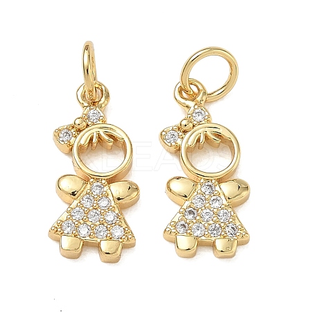 Brass Micro Pave Clear Cubic Zirconia Pendants CU-CBA9AFC-01G-32-1