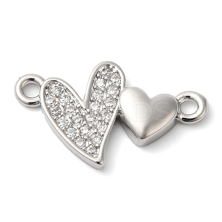 Brass Micro Pave Clear Cubic Zirconia Connector Charms KK-G503-33P-1