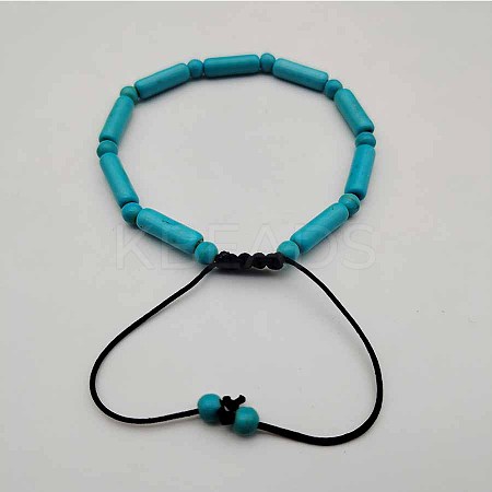 Column Natural Howlite Dyed Braided Bead Bracelets VO3250-2-1