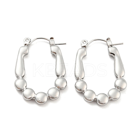 Non-Tarnish Oval Bubble 304 Stainless Steel Hoop Earring for Women EJEW-C067-01P-1