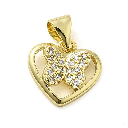Rack Plating Brass Micro Pave Clear Cubic Zirconia Charms KK-Q784-07G-1