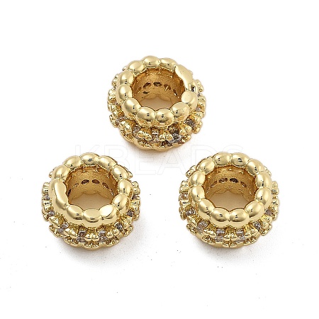 Brass Micro Pave Cubic Zirconia European Beads KK-Q006-47G-1