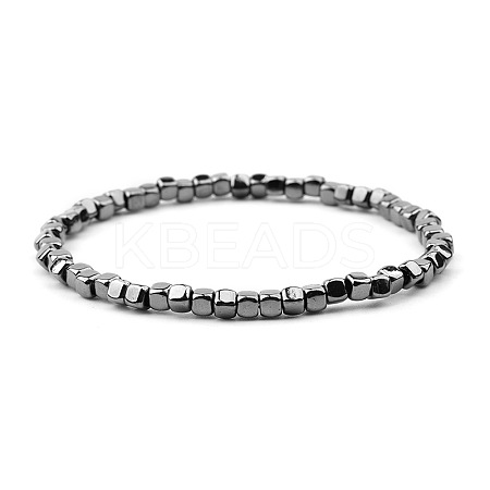 Gold-tone Miyuki Elastic Crystal Beaded Bracelet with Acrylic Tube Beads ST1057387-1