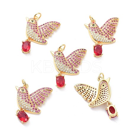 Real 18K Gold Plated Brass Micro Pave Cubic Zirconia Pendants KK-D004-27G-1