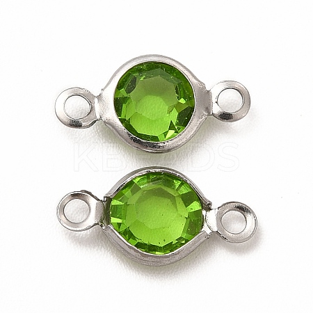304 Stainless Steel with Glass Connector Charms STAS-G305-08P-01-1