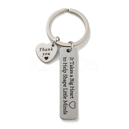 Teacher's Day Gift 201 Stainless Steel Word Thank You Keychains KEYC-E040-05P-01-1