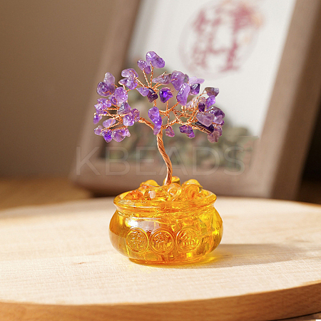 Natural Amethyst Chips Wealth Tree Decorations PW-WGF8013-02-1