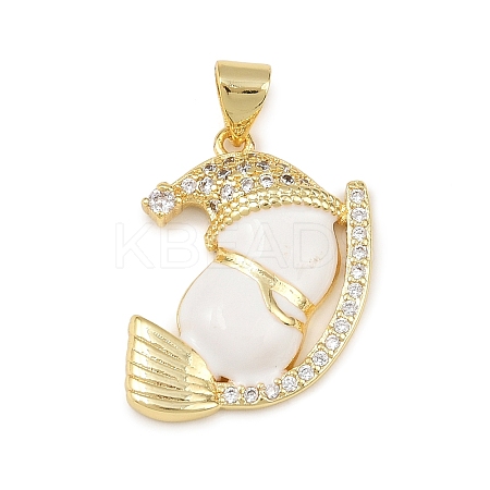 Christmas Brass Micro Pave Cubic Zirconia Enamel Pendants KK-B164-01G-01-1