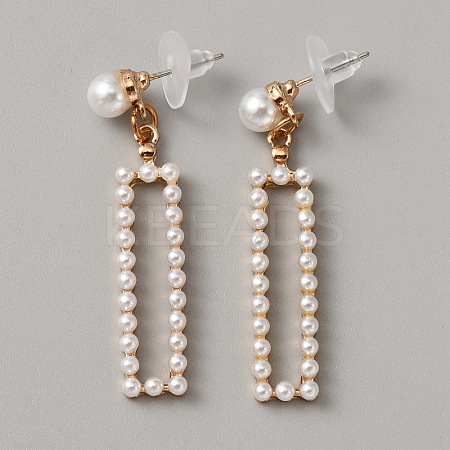 Plastic Imitation Pearl Beaded Geometry Dangle Stud Earrings EJEW-WH0013-57D-1