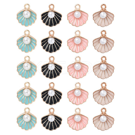 20Pcs 4 Colors Zinc Alloy Enamel Pendants ENAM-FP0001-37-1