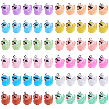 60Pcs 12 Colors Luminous Transparent Resin Pendants CRES-SZ0001-38-1