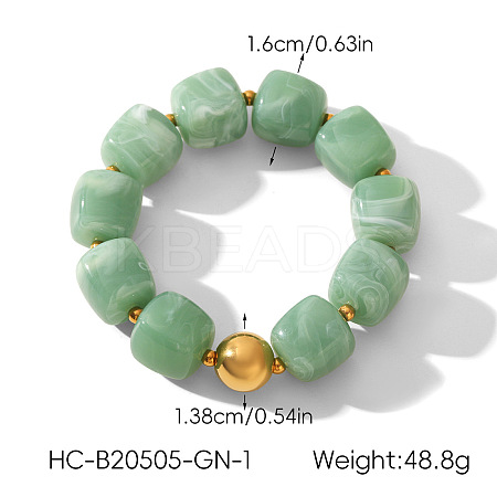 Acrylic Cube 304 Stainless Steel Ball Beaded Stretch Bracelets for Women WGFAC39-03-1