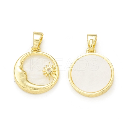 Rack Plating Brass Micro Pave Clear Cubic Zirconia Pendants KK-C011-27G-1