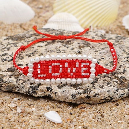 Word LOVE Loom Pattern Seed Beads Bracelets for Women BJEW-Z013-35-1