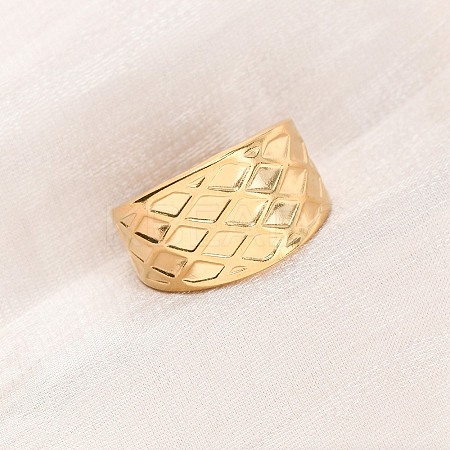 304 Stainless Steel Open Cuff Rings for Women RJEW-K309-08G-1