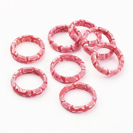 Eco-Friendly Handmade Polymer Clay Rings CLAY-S035-1