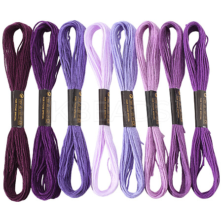 8 Skeins 8 Colors 6-Ply Polyester Embroidery Floss OCOR-CY0002-09E-1