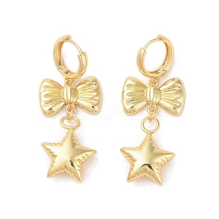 Bowknot Brass Hoop Earrings for Women EJEW-S231-03G-01-1