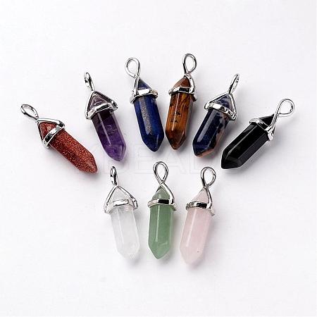 Bullet Natural & Synthetic Mixed Stone Pointed Pendants G-E332-A-1
