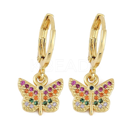 Brass Micro Pave Cubic Zirconia Hoop Earrings for Women EJEW-B067-01G-04-1