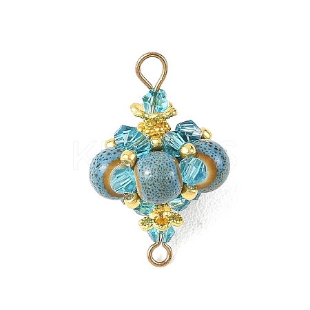 Handmade Porcelain & Glass & Seed Beads Links Connector Charms PALLOY-MZ01367-03-1
