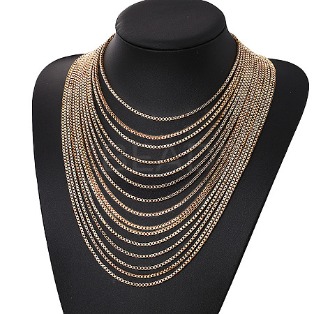 Alloy Box Chain Multi-Layered Necklaces for Women FS-WG891B2-01-1