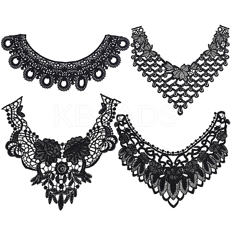 4Pcs 4 Style Milk Silk Embroidered Floral Lace Collar DIY-GF0005-39A-1