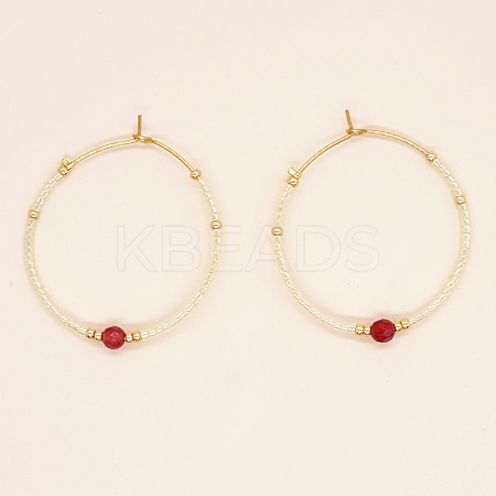 Bohemian Handmade Glass Beaded Hoop Earrings RN1446-3-1