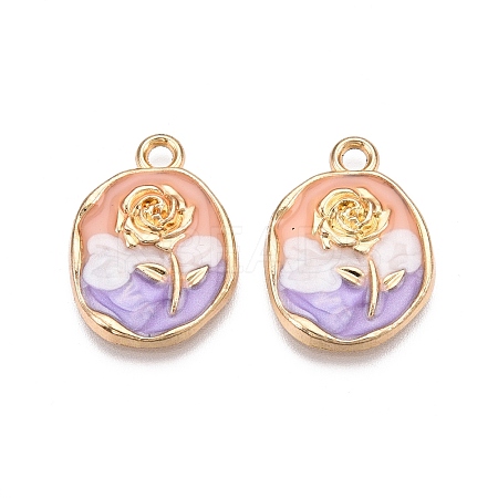 Rack Plating Alloy Enamel Pendants ENAM-N056-409B-1