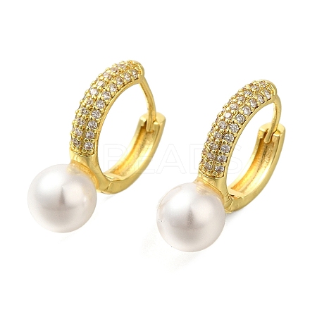 Ring Rack Round Plating Brass Micro Pave Clear Cubic Zirconia Hoop Earrrings EJEW-L097-17G-1