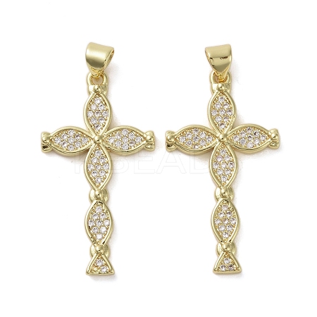 Brass Micro Pave Clear Cubic Zirconia Pendants KK-H466-09G-01-1