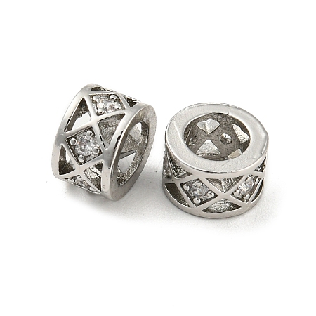 Brass Micro Pave Cubic Zirconia European Beads KK-H452-03P-1