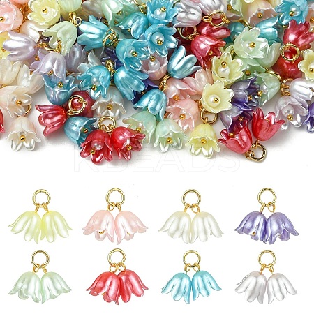 80Pcs 8 Colors Flower ABS Plastic Pearl Pendants PALLOY-CJ00075-1