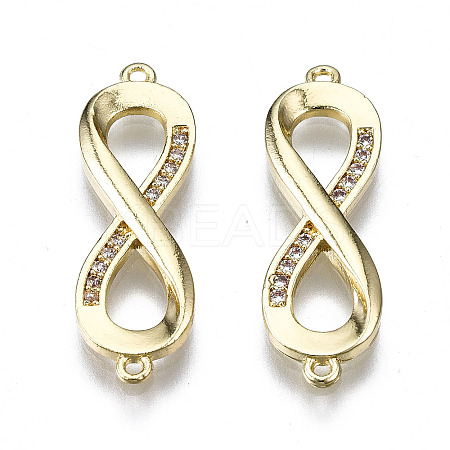 Brass Micro Pave Clear Cubic Zirconia Link Connectors ZIRC-S069-038G-1
