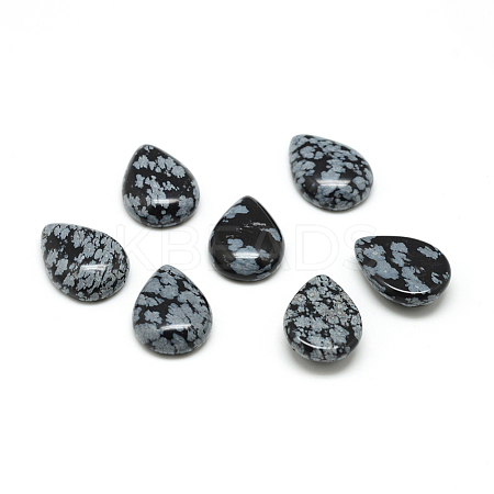 Natural Snowflake Obsidian Gemstone Cabochons G-T024-10x14mm-02-1